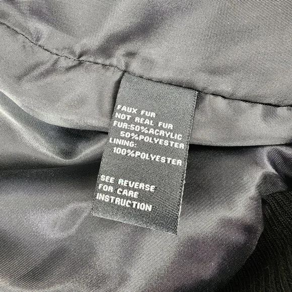 Shaci Blue Women's Size Medium Blue Black Faux Fur Monster‎ Bomber Jacket - Picture 3 of 15